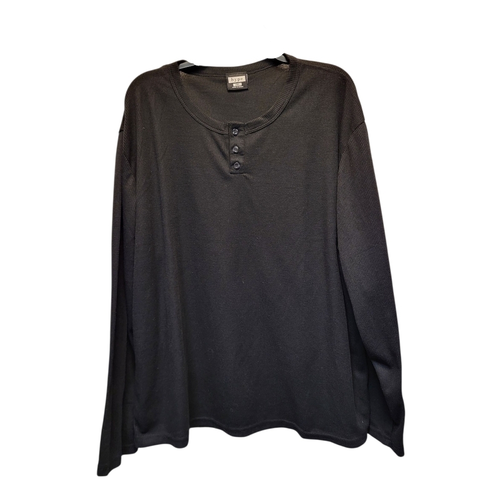 Hype Mens Black Long Sleeve Tee Relaxed Fit Big and Tall - Size 2XL